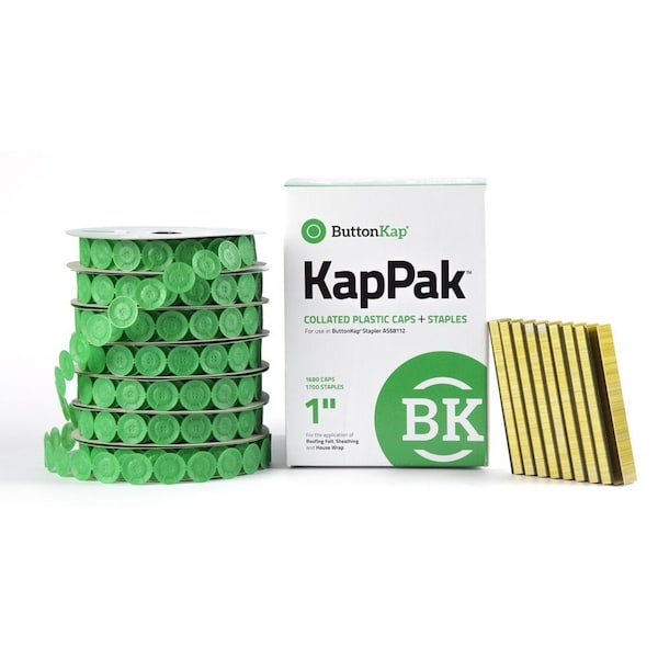 Buttonkap 1in Kap Pak 3/8in Crown Staples w/ Round Caps KP7100 - main